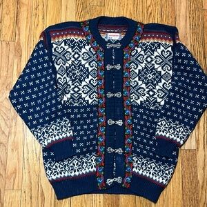 Norwear Irish Wool Fair Isle Cardigan Vintage Sweater Sz Small